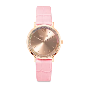 Watch Round Pastel Lovers Rose Gold Bracelet Leather Pink