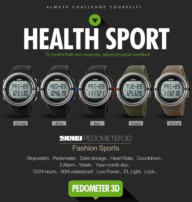 Women Digital Watch Heart Rate Monitor Fitness Tracker Healthy Fit Pedometer Relogio Masculino Waterproof Men Sports Watches