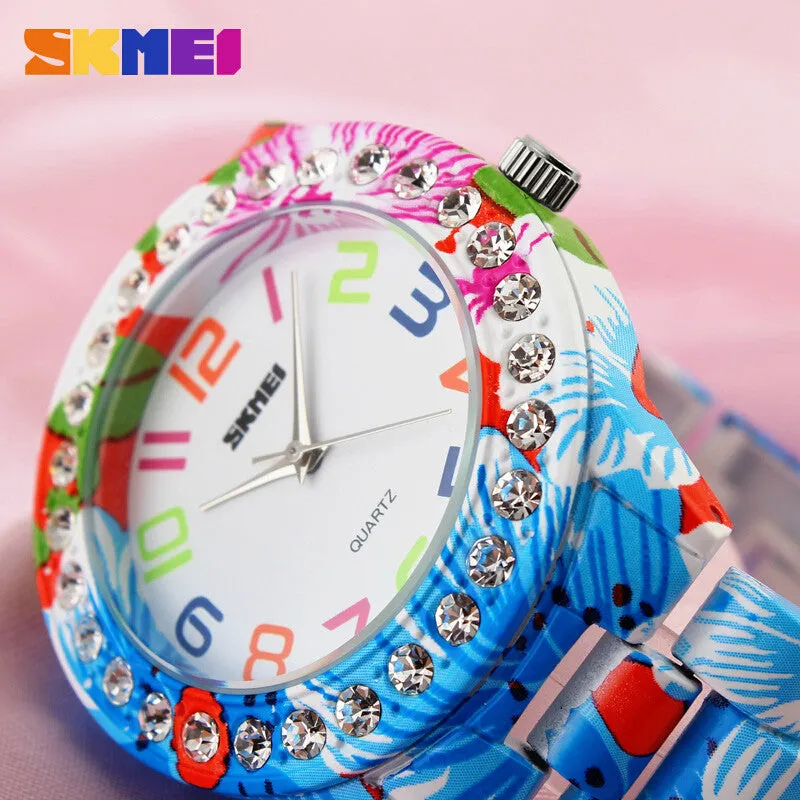 Women's Watches Luxury Brand Casual Quartz Watch Women Dress Wristwatch Female Flower Alloy Case