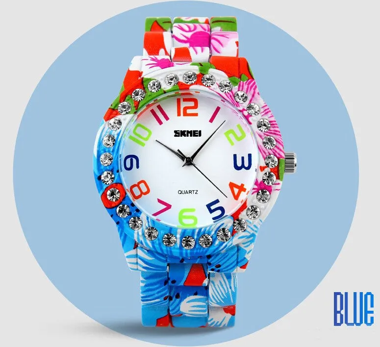 Women's Watches Luxury Brand Casual Quartz Watch Women Dress Wristwatch Female Flower Alloy Case