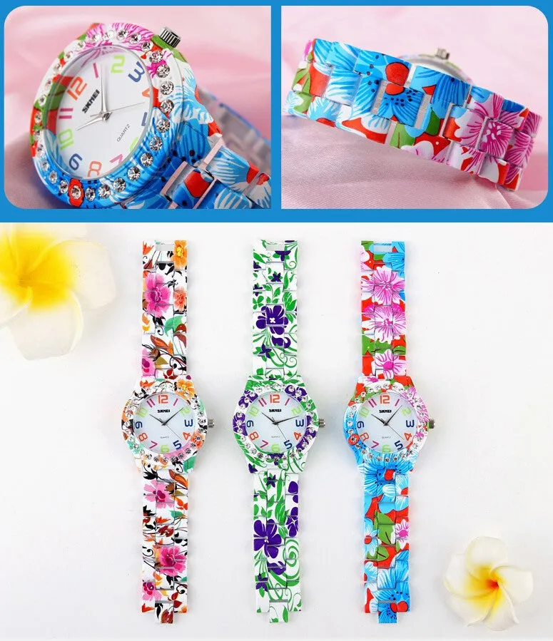 Women's Watches Luxury Brand Casual Quartz Watch Women Dress Wristwatch Female Flower Alloy Case